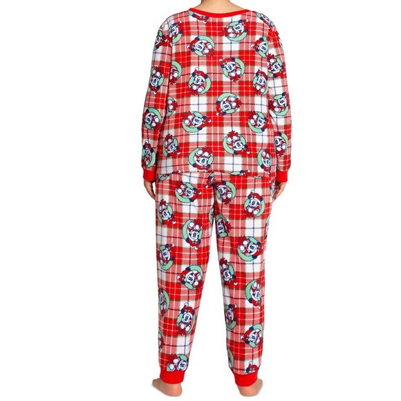 Briefly Stated Disney Women's Plus Size 2-Piece Mickey Mouse Pajama Set, Red, 1X - Picture 2 of 5